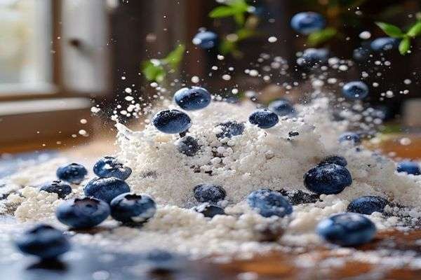 Blueberries tossed in flour